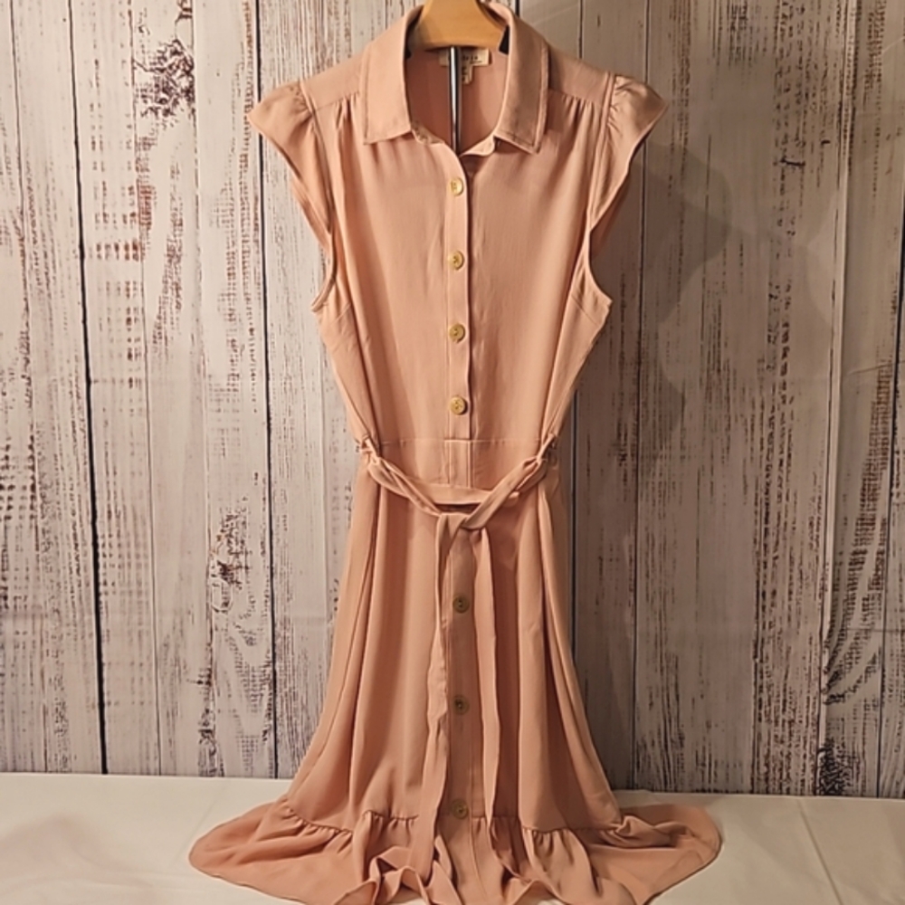 Monteau Los Angeles Ruffle Sleeve Wrap Around Dress